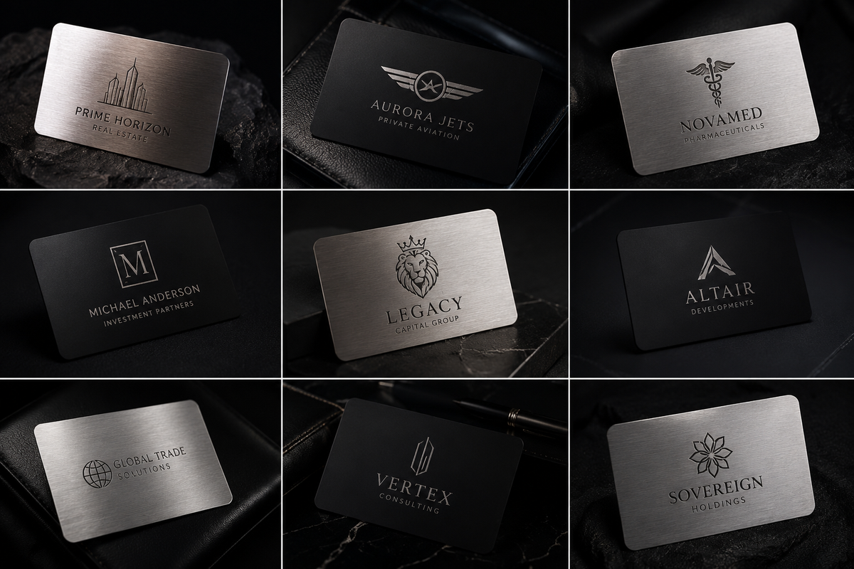 Engraved stainless steel business cards by YUNIQ